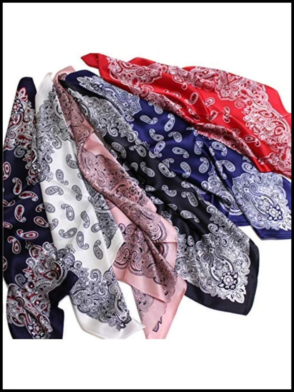 100% Real Mulberry Silk Paisley Scarf, 21x21 Square Satin Hair Face Scarf